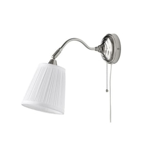 Modern Beyaz-Nikel Duvar Lambası, 38 cm Kumaş Abajur, Şık ve Şık Tasarım (Krem)
