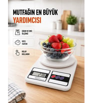 Beyaz Plastik Dijital Mutfak Tartısı – 24x16.8x1.5cm