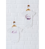 Pia Baby Premium %100 Pamuk İsme Özel Organik Baskılı İkili Set Çıtçıtlı Bebek Body Zıbın Modelleri 5069-17 (Ekru)