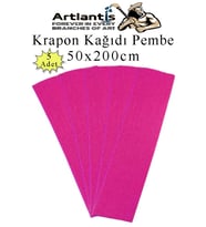 Krapon Kağıdı 50x200 cm 5 Adet Renkli Grapon Kağıdı Okul Sınıf Etkinlik Kreş Okul Öncesi Kırapon Grafon (Pembe)