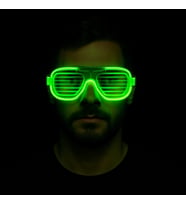 Yeşil LED Işıklı Parti Gözlüğü – Neon Glow Şerit Gözlük 3 Modlu (Çok Renkli)