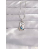 316L Çelik Gümüş Renk Beyaz Mineli Kız Figür Tarot Kolye TJ-BKO9049