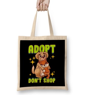 Cute Cat & Dog Adopt Don t Shop Bez Çanta Uzun Saplı