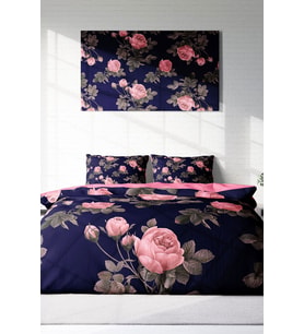 Çift Kişilik ( Lastikli Çarşaflı ) %100 Pamuk Saten Nevresim Takımı Noble Pink Roses