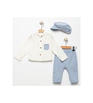 929BZ Erkek Bebek Gömlekli 3'lü Takım (Mavi)