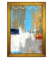 Soyut Şekiller Motifli Kanvas Tablo 50 x 70 cm Gold Çerçeve