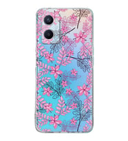 PrintiFy Oppo A96 Uyumlu Kamera Korumalı Floral Pembe Tasarımlı Şeffaf Silikon Kılıf