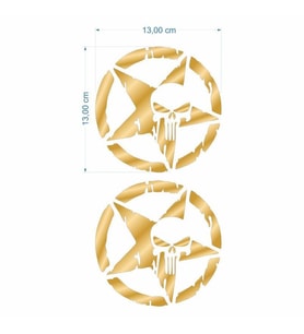 SEVGENT Skm Army Yıldız Kuru Kafa 13 X 13 Cm Gold Sticker 2 Li