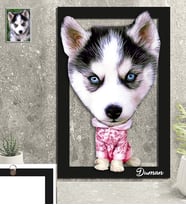 Kişiye Özel Hayvan Karikatürlü Köpek 3D Ahşap Tablo 30x47 Model-4