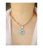 Kırmızı Baget Taşlı Rose Klipsli Kolye Ucu & Ajda Bilezik Charm  925 Ayar Gümüş