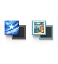 Buzdolap Magnetleri - Somali Bayrağı ve Mogadişu Posta Pulu Tema - 2'li Set Magneti