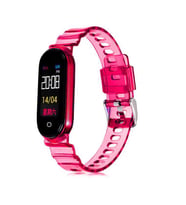 Xiaomi Mi Band 6 KRD-27 Şeffaf Renkli Transparan Silikon Kordon Pembe