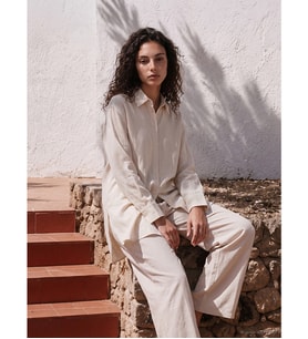 LCW Modest Bej %100 Pamuklu Kadın Gömlek Tunik