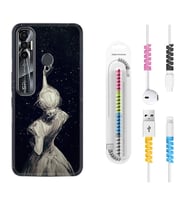 Tecno Spark 6 6 Go 8C 8 Pro 7 7 Pro Kılıf Kablo Koruma Spiral Silikon Star Woman 1332