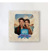 Sevgiliye Hediye Kişiye Özel Vapurda Aşk Karikatürlü Taş Bardak Altlığı