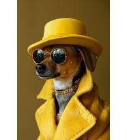 ŞAPKALI HAVALI KÖPEK EV DUVAR SALON GÜZELLİK SALONU OFİS DÜKKAN DEKARASYON KANVAS TABLO (Akçaağaç)