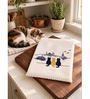 %100 Pamuk, Nakış Kedi Detay İşlemeli Havlu