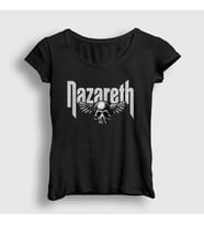 Presmono Kadın Siyah Logo Rock Nazareth T-Shirt 522762tt