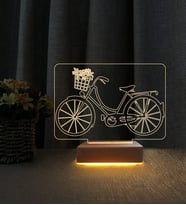 Sepetli Bisiklet Tasarımlı Kişiye Özel İsimli 3d Led Masa Lambası Doğum Günü Hediyesi Lamba