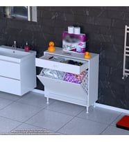 Modilayn EMİR 85x88x32,5 cm 2 Göz Sepetli kirli çamaşır pratik çok fonksiyonlu dolap