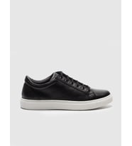 Hakiki Deri Siyah Bağcıklı Erkek Sneaker Ayakkabı