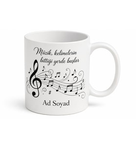Müzisyen Bestekara Sol Anahtarı Melodi Akışı Kahve Kupası Hediye Bardak