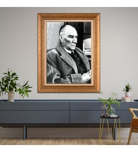 Altın Varaklı Paspartulu Çerçeveli Tablo hb1030