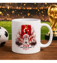 BK Gift Kişiye Özel Türkiye Taraftar Temalı 2026 Dünya Kupası Tasarımlı Beyaz Kupa Bardak -3, Tek Yürek Milli Takım Ruhu