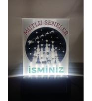 Yılbaşı Hediyesi Isme Özel Dekoratif Led Lamba M2 - Noel Manzara - Kablolu Adaptörlü - Beyaz Işık