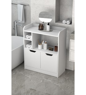 Banyo Dolabı Çok Amaçlı Havluluk 2 Kapaklı Raflı Beyaz