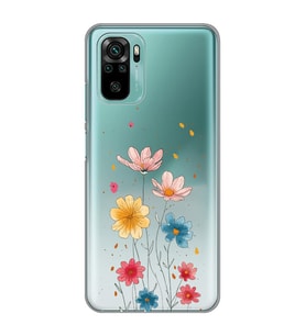 Xiaomi Redmi Note 10 / Note 10S Uyumlu Çiçek Tasarımlı Şeffaf Telefon Kılıfı
