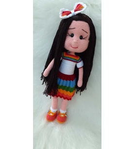Gökkuşağı Güzeli Bebek Amigurumi Organik Oyuncak