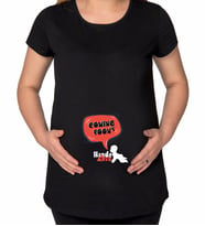 BK Gift Kişiye Özel İsimli Coming Soon Tasarımlı Siyah Hamile Tişört-2