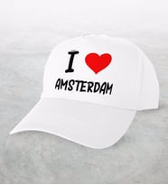 BK Gift I Love Amsterdam Tasarımlı Beyaz Şapka - Model 1