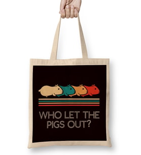Funny Who Let Pigs Out Guinea Pig Pets Rodent Bez Çanta Uzun Saplı