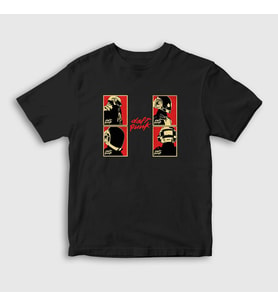 Presmono Unisex Çocuk Siyah Band Daft Punk T-Shirt 59471tt