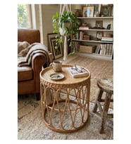 Rattan Yuvarlak Orta Yan Sehpa 53x55 cm