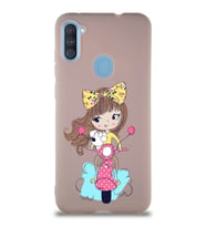 Samsung Galaxy A11 Soft Premier Kapak Vespagirl Tasarımlı Silikon Kılıf - Pudra (Şeffaf)