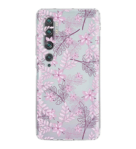 Xiaomi  Mi Note 10  Kamera Korumalı Kapak Floral Pudra Tasarımlı Şeffaf  Kılıf