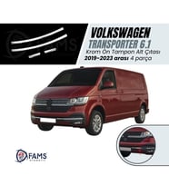 Vw T6,1 Transporter 2019-2023 Arası Ön Tampon Alt Çıtası 4 Parça Paslanmaz Çelik