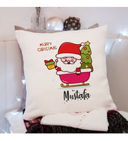 Mutlu Yıllar & Merry Christmas & Yılbaşı & Noel Baba Tasarımlı Yastık Kişiye Özel