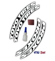 Toyo Tires & Proxes Otomobil Motosiklet 3D Araç Lastik Jant Yazısı Arma Sticker Şerit  Beyaz _ 4'Lü Set