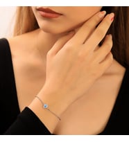 925 Ayar Gümüş Aquamarine Taşlı Damla Bileklik