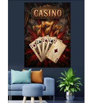 Casino Şans Oyunları Retro Tabelası Dekoratif Kanvas - Mdf Ahşap Tablo