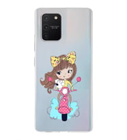 Samsung Galaxy A91 Uyumlu Kapak Vespagirl Tasarımlı Şeffaf Silikon Kılıf