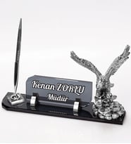 Gümüş Kartal Biblolu Kristal Masa İsimliği Vina Ofis İsimlik