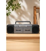 PuXing PX-888BT Gri Nostaljik Çift Kaset Çalar Radyo - Bluetooth, USB/SD, MP3 Çalar