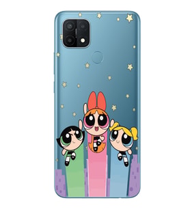 Oppo A15 / A15S Uyumlu Powerpuff Girls Desenli Şeffaf Telefon Kılıfı