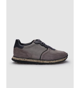 %100 Hakiki Deri Vizon Süet Bağcıklı Erkek Sneaker