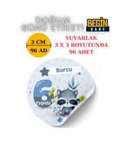 3 CM 4 CM 5 CM 6 CM DOĞUM GÜNÜ HATIRASI KİŞİYE ÖZEL KENDİNDEN YAPIŞKANLI ETİKET YUVARLAK 009